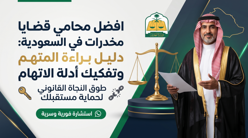 افضل محامي قضايا مخدرات في السعودية: دليل براءة المتهم وتفكيك أدلة الاتهام