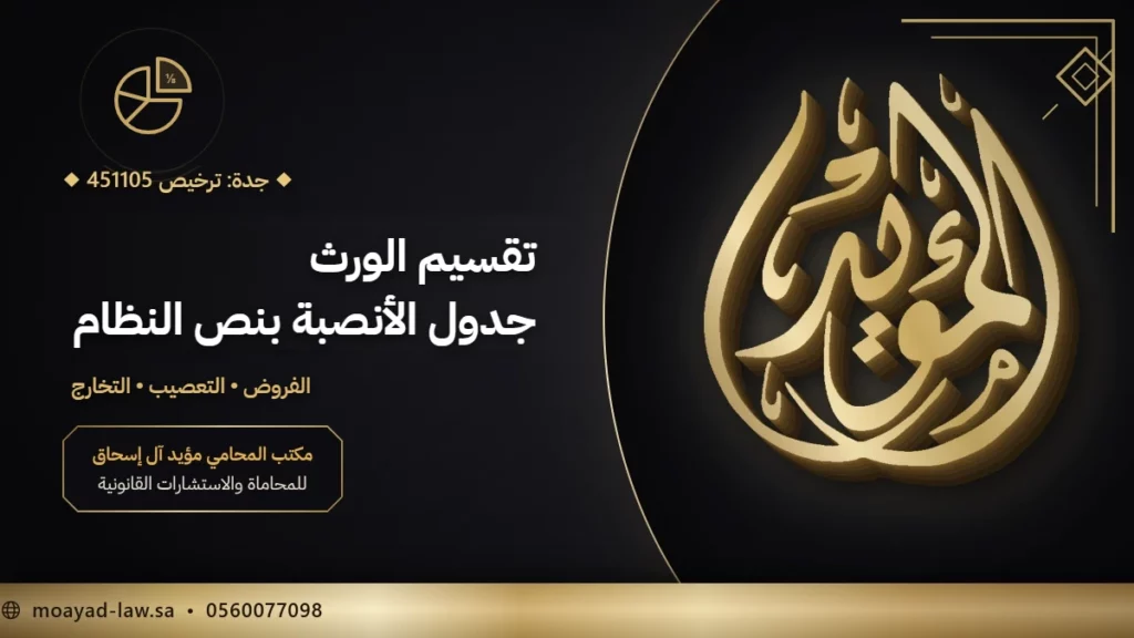 تقسيم الورث في السعودية: جدول الأنصبة وحاسبة بنص نظام الأحوال الشخصية